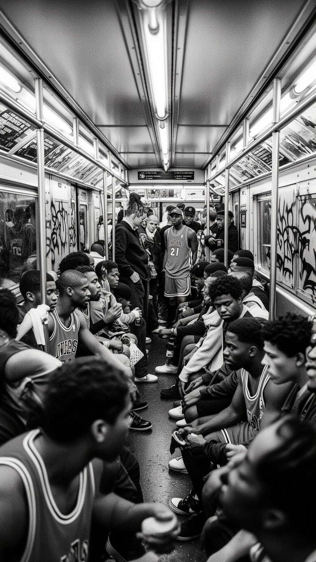 Subway full of NYC basketball fans
